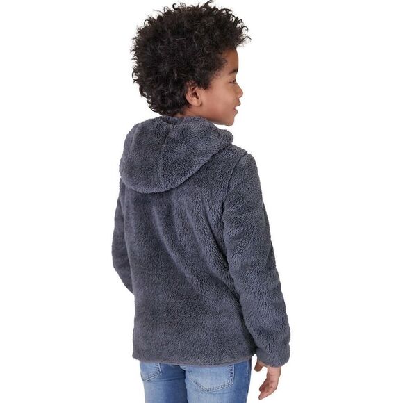 NEW! NWT EDDIE BAUER Youth Blue Gray Color-block Plush Fleece Zip Jacket - Picture 3 of 12